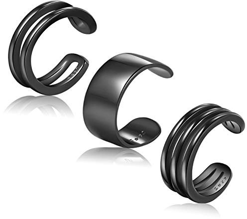 CHIC & ARTSY Boucles d'oreilles manchette en argent sterling 925 - Boucles d'oreilles non percées - Faux cartilage d'hélix - Différents styles - Bijou fin pour femme et homme, Argent sterling, Pas de