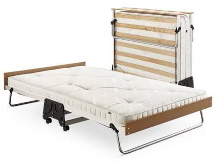JAY-BE J-Bed Folding Bed with Anti-Allergy Mattress, Small Double | e-Pocket Mattress, Hypoallergenic, 360° Castors, Headboard, Portable