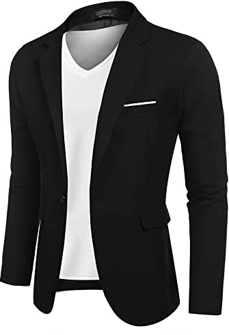 COOFANDY Elegant herr kavaj fritid affärsjacka lätt kavaj kostym restposter herrjackor, svart, S