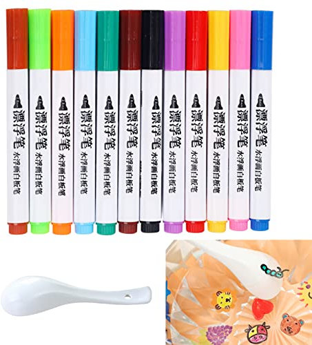 12 Bolígrafo Mágico para Pintura al Agua con Cuchara, Rotuladores Magic Marker, Rotuladores Lettering, Magic Marker Rotuladores Mágicos, para Graffiti, Dibujo, Escritura, Pizarra, Vidrio, Ropa