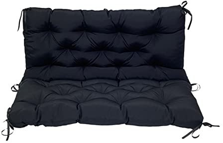UVCMDUI Auflagen für Hollywoodschaukel, Wasserdicht Gartenbank Auflage, Sitzauflage für Bämke für Outdoor Und Indoor,Schwarz,150x100x10cm