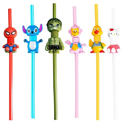 Pailles D'animaux pour Enfants, 6 Pièces Pailles Reutilisables Enfant, pour la Fête d'anniversaire des Enfants, la Fête de Festival, la Décoration de Table de Fête de Famille, Décoration de Table Fête