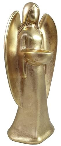 Deko Engel I Teelicht I Keramik I Teelichter I Kerzenständer I Weihnachtsdeko I Dekoration Weihnachten I große Figur (45 cm Gold)