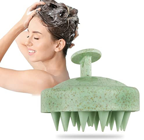 【Phantasy】Kopfhaut Massagebürste, Shampoo Silikon Haarbürste für Peeling und Kopfmassage verwendet werden, um die Durchblutung der Kopfhaut zu verbessern, Weizenstroh Grün