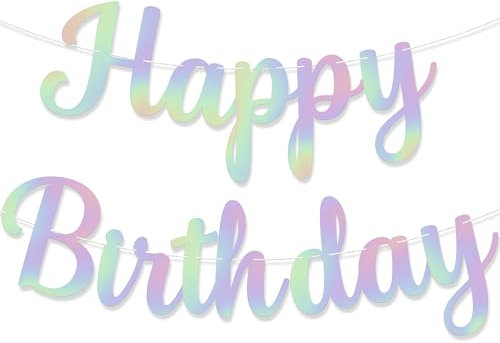 KatchOn, großes schillerndes Happy Birthday Banner Geburtstagsdeko vorbespannt, 3 m | holografische Happy Birthday Dekorationen | Happy Birthday Schild für schillernde Partydekorationen