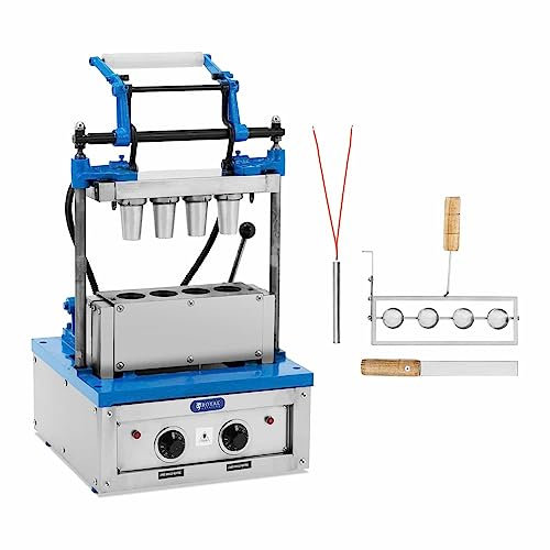 Royal Catering RC_WMS_13 Gofrera para waffles de helado, 100-120 gofres/h, 55 x 70 mm, 2400 W, gofrera, helado, waffles de helado, máquina de helado
