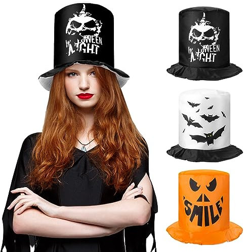 MELLIEX 1 Stück Zylinder Hut Halloween, Schwarz Unisex Zylinderhut Halloween Karneval Kostüm Hüte für Erwachsene