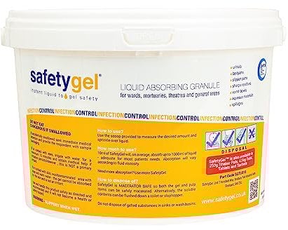 Datesand Group Super Absorbent Granules with FREE Scoop - 1.5Kg SafetyGel Ideal for absorbing large spills of aqueous materials, urine, vomit, blood and mucus.