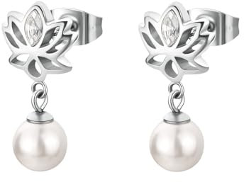 Brosway Orecchini Donna, Orecchini Pendenti in Acciaio e Cristalli con Simbolo Fiore | Collezione CHAKRA - BHKE178