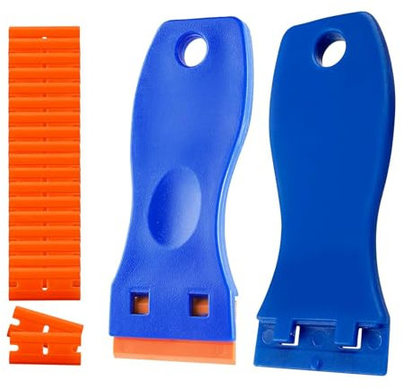 Raschietto,Raschietto vetro,Togli silicone,Rimuovi silicone,Spatola per silicone,2 raschietti con 20 lame-Utilizzato per rimuovere adesivi, rimuovere adesivi, rimuovere etichette&e finestra