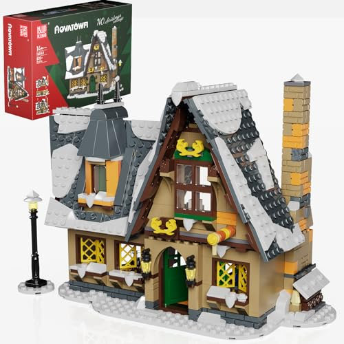 Mould King 16049 Klemmbausteine Weihnachten Weihnachts Haus Klemmbausteine Lebkuchenhaus Bausatz Haus Bauspielzeug Baukasten Geschenk für Erwachsene und Jugendliche(835 Teile)