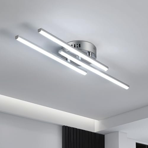 Dorlink Deckenlampe LED Modern, Deckenlampe Schlafzimmer 18W 1620LM, Lampe Wohnzimmer 6000K, Art Deco Esstischlampe, 3 Lichter Flurlampe Decke, Silber LED Deckenlampe für Küche, 54CM
