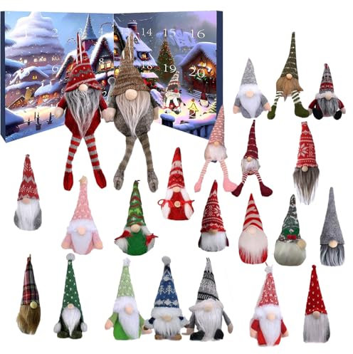 YURNB 2024 Christmas GNOME Advent Calendar, Weihnachtswichtel-Adventskalender Neues Modell, Countdown Kalender Weihnachten mit Sammlerstück Wichtel Puppen, 24Stk Zwergen Plüschtier Spielzeug