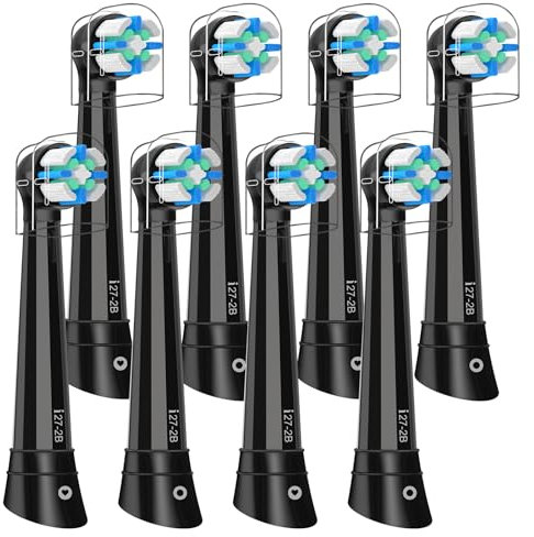 8 Stück IO Ersatzköpfe kompatibel mit Oral B iO 2 3 4 5 6 7 8 9 10 Serie elektrische Zahnbürste, 8 Stück iO Bürstenköpfe kompatibel mit Oral B für Zahnreinigung und Zahnfleischpflege (schwarz)