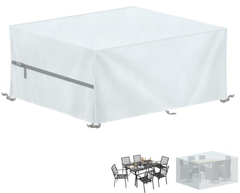 LAMUNI Funda Mesa Exterior Impermeable Cubierta de Mesa de Jardín, 170x110x75cm Funda para Muebles Cubierta de Muebles de Jardín, 420D Tela Oxford Fundas Protectora para Mesas y Sillas de Jardin