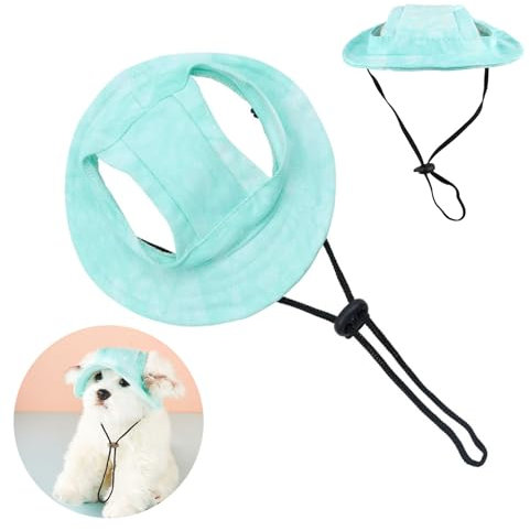 Hunde Baseballmütze, Verstellbar Hundemütze, Baseballmütze für Haustiere, Verstellbar Sommer Sonnenschutz Hut Sonnenhüte mit Ohrlöchern,Haustier Sommer Hut für Welpen Hunde Mütze(Blau, M)
