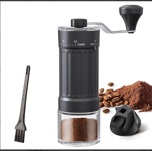 Tyafzzn Adjustable Manual Coffee Grinder with High Precision Contemporary Ceramic Cone Grinder 40 Level Adjustment Suitable for Aeropress, Pour Over and Moka Jugs
