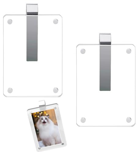 SIXHAOBU 2 Cadres Photo de Voiture Porte-Photo magnétique personnalisé en Acrylique pour Voiture Support Photo pour Voiture Clip pour Pare-Soleil de Voiture Car Accessories