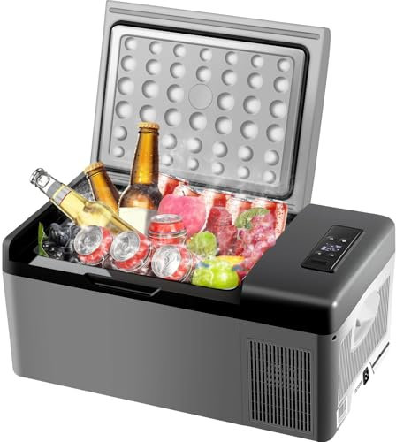 SHENGJINSH 15L Mini Nevera Pequeñas Portátil Eléctrica Congelador Compresor Refrigerador de Coche 12V Rango de Temperatura - 20 ℃ - 20 ℃,Adecuado para Familias, Campamentos, Autocaravanas, etc. (15L)