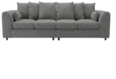 New Gamzo Fabric Corner Sofa Firm | Soft Jumbo Cord 3-4-5 Seater Corner Sofa Left/Right Hand Facing) (Charcoal Grey, 4 Seater)