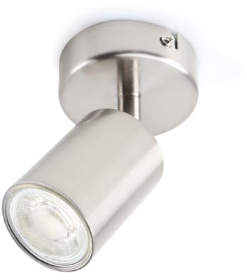 da LIGHT Retro LED Deckenlampe & Wandspot - 1-fach Deckenstrahler dreh- und schwenkbar (GU10 ohne Leuchtmittel), Chrome - Ideal für Wohnzimmer, Schlafzimmer, Küche