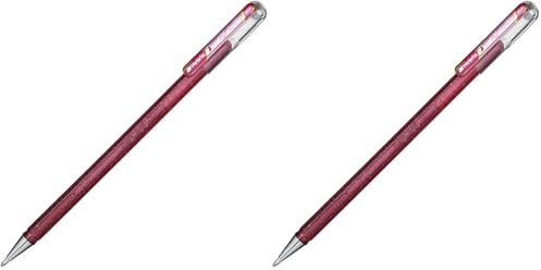 Pentel K110 Hybrid DualMetallic Gel Rollerball, 1.0mm Tip, Pink/Metallic Pink (Single Pen) (Pack of 2)