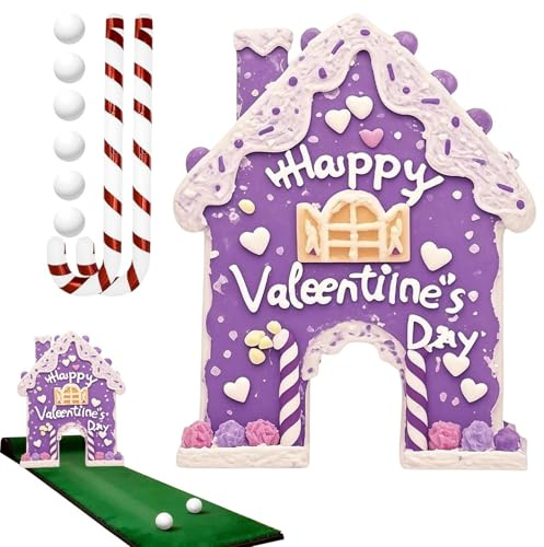 Golf Lebkuchenhaus - Putt-Spielzeug für Valentinstag und Urlaub, Familienspiel mit Zuckerstangen und Bällen, für Geburtstagsfeiern und Feiertage