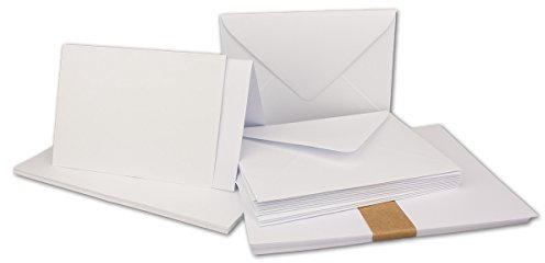 25x Faltkarten SET DIN A6/C6 mit Brief-Umschlägen in Hochweiß/Kristallweiß - inklusive Einleger - 14,8 x 10,5 cm - Premium Qualität - FarbenFroh