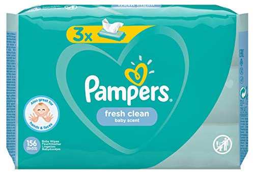 Pampers Fresh Clean 81688041 Lingettes humides pour bébé 52 pièces (Wet Baby Wipe, Sac en plastique, Girl/Boy, Turquoise, Blanc, Allemagne, 896,7 g)