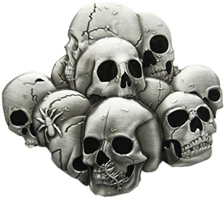 JEAN'S FRIEND Gürtelschnalle im Vintage-Stil mit Totenkopf-Motiv, silberfarben antik-optik, Large