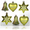 com-four® 6-teiliges Set Christbaumschmuck - Christbaumkugeln in verschiedenen Formen - Glocke, Herz und Stern zum Anhängen am Weihnachtsbaum (grün)