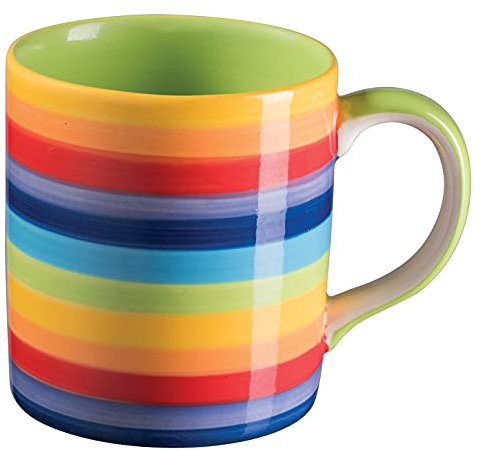 Handbemalter Kaffeebecher mit Regenbogen-Streifen