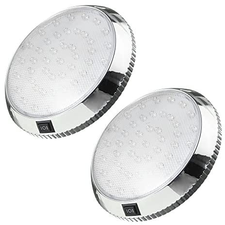 NAVESO Lot de 2 plafonniers d'intérieur pour camping-car, plafonnier à 46 LED, éclairage intérieur de caravane avec interrupteur marche/arrêt, spots intérieurs pour camping-car, remorque, marine