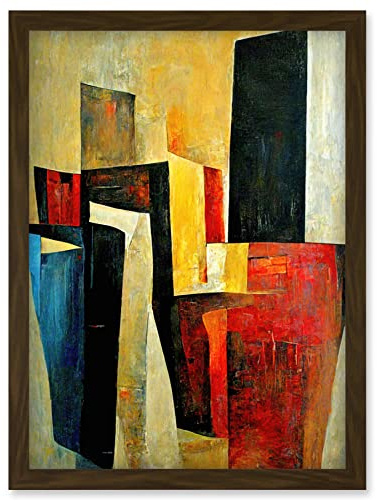 Doppelganger33 LTD Bold Modern Abstract Cubism Acrylic Painting Artwork Framed Wall Art Print A4