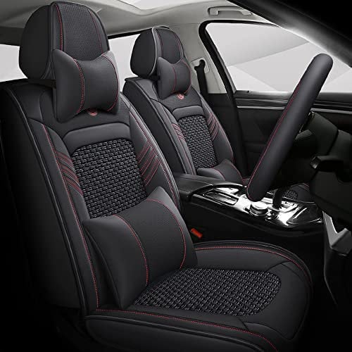 Ruberpig Autositzbezüge Für Audi A4 B5 E8 B8 Cabrio Avant Wagon Sedan 5-Sitzer kompletter Satz Sitzkissen Allwetter Autoteile Interieur (Schwarz,5 Sitzbezüge & Kopfstütze)
