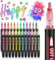 24 Farben Glitzerstifte Magische Stifte - Einschulung Mädchen, Geschenke für Mädchen 4-12 jahre, Outline Stifte Metallic Zauberstifte für Scrapbooking, Basteln Mädchen, Mitgebsel Kindergeburtstag