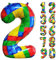 CHANGZHONG® Baustein Geburtstag Ballon Zahl 2 in Farbe Riesen Folienballon Mylar luftballon für Mädchen Jungen Geburtstag Party Dekoration Supplies