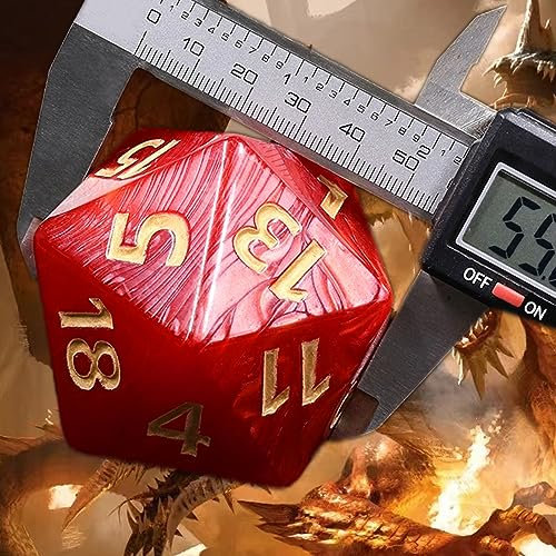 Set di dadi poliedrici giganti, 55 mm, D20, per giochi di ruolo e giochi da tavolo MTG