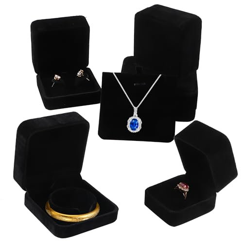 5 Stück Geschenkbox Kette Samt Schmuck Geschenkbox Hochzeit Samt Schmuckschatulle Halsketten Ehering Schmuck Geschenkbox Container Schmuck für Hochzeiten Oder Geburtstage