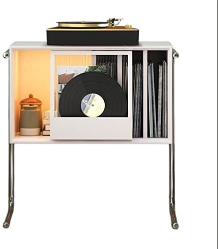 GLigeT CD Halter Plattenspielerständer, Schallplatten-Aufbewahrungsschrank mit 2 Edelstahlbeinen und großem Stauraum, Beistelltisch for Schlafzimmer und Wohnzimmer DVD Halter (Color : B)