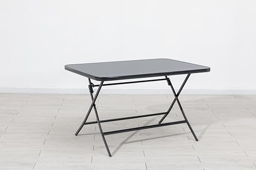 Gardissimo Klapptisch Garda Anthrazit 120 x 80 cm | Hochwertig, Sicherheitsarretierung, Riffleglas, Einfacher Klappmechanismus