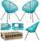 Konsimo GROSTI Rattan Gartenstühle 2er Set - Outdoor Terrasse Acapulco Stuhl - Lounge Gartenmöbel Set 2-TLG - Rattansessel Außen - Balkonmöbel Stuhl –Komfortabel Balkonstuhl - Türkis