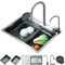 JUNSHENG Lavello da Cucina, Lavello in Acciaio Inox con Miscelatore, Lavello Sottopiano (60 X 45cm),Lavello con Miscelatore Orientabile a 360 Gradi, Lavello da Cucina (Grigio Argento)