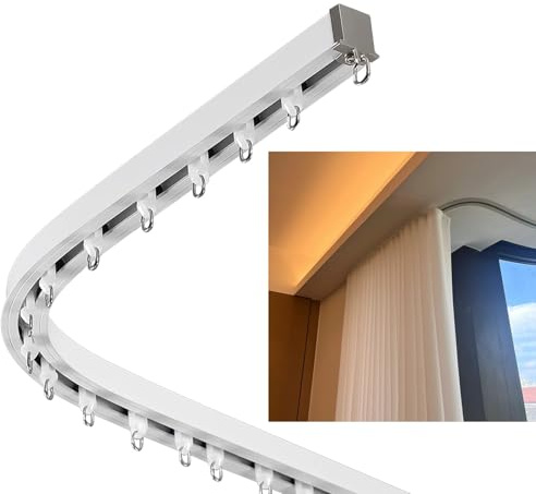 Blazea Gardinenstange Flexible, Biegsame Deckenvorhangschiene, Integrierte Raumteiler-Vorhangschiene, Versteckte Aluminiumlegierung-Einzelschiene für Ecken, 1 M Bis 5 M Lang(2.5m (8.2ft))
