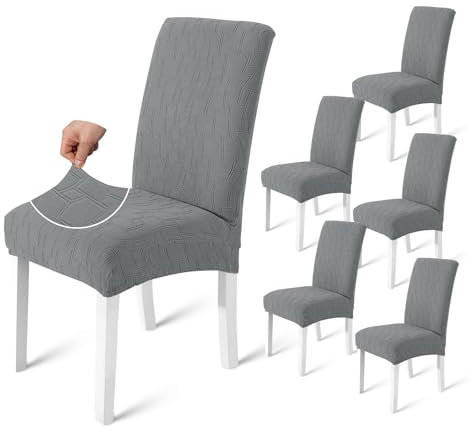 Ystyle Stretch Stuhlhussen 6er Set, Stuhlbezug Elastisch Abnehmbarer Waschbarer, Universal Stühle Schutz Dekoration Stuhlbezug für Hotel Bankett Küche Restaurant Hochzeit Party, Hellgrau