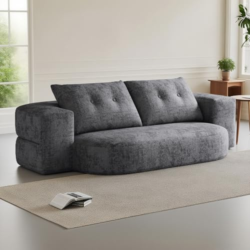 SJPVPYB Sleeper Sofa Bed, Fabric Sofa Couch with 2 Bolster Pillows Modern Convertible Recliner Lounge for Living Room, Spare Room, Bedroom (Grey Sofa bed)