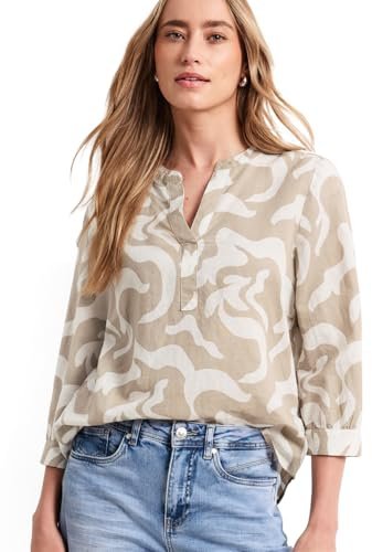 Street One Bluse mit Split Neck aus Leinenmix Timeless beige 46