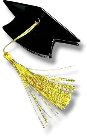 Graduation Cap Hair Claw Clip, Black Mortarboard Design with Gold Tassel, 9cm