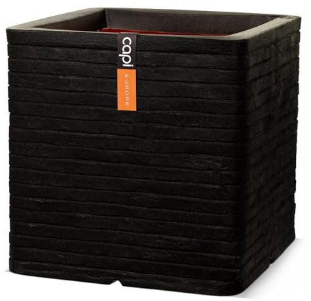 Capi kblro903 Nature Übertopf quadratisch, Zeile, schwarz, 101,6 x 101,6 x 101,6 cm