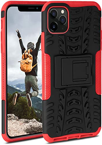 ONEFLOW Tank Case für iPhone 11 Pro Max Hülle Outdoor, stabile Panzerhülle mit Kamera und Display Schutz, sichere Handyhülle, TPU Handy Schutzhülle mit Ständer, Rot Schwarz